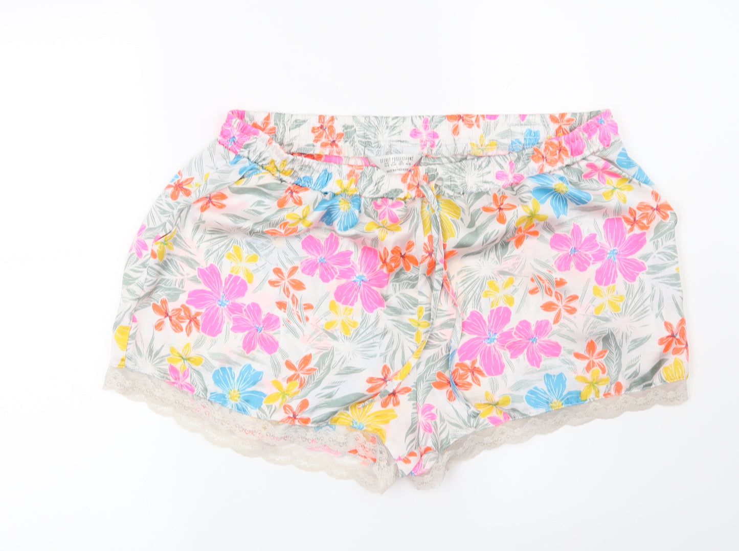 Secret Possesions Womens White Floral  Top Pyjama Pants Size 14