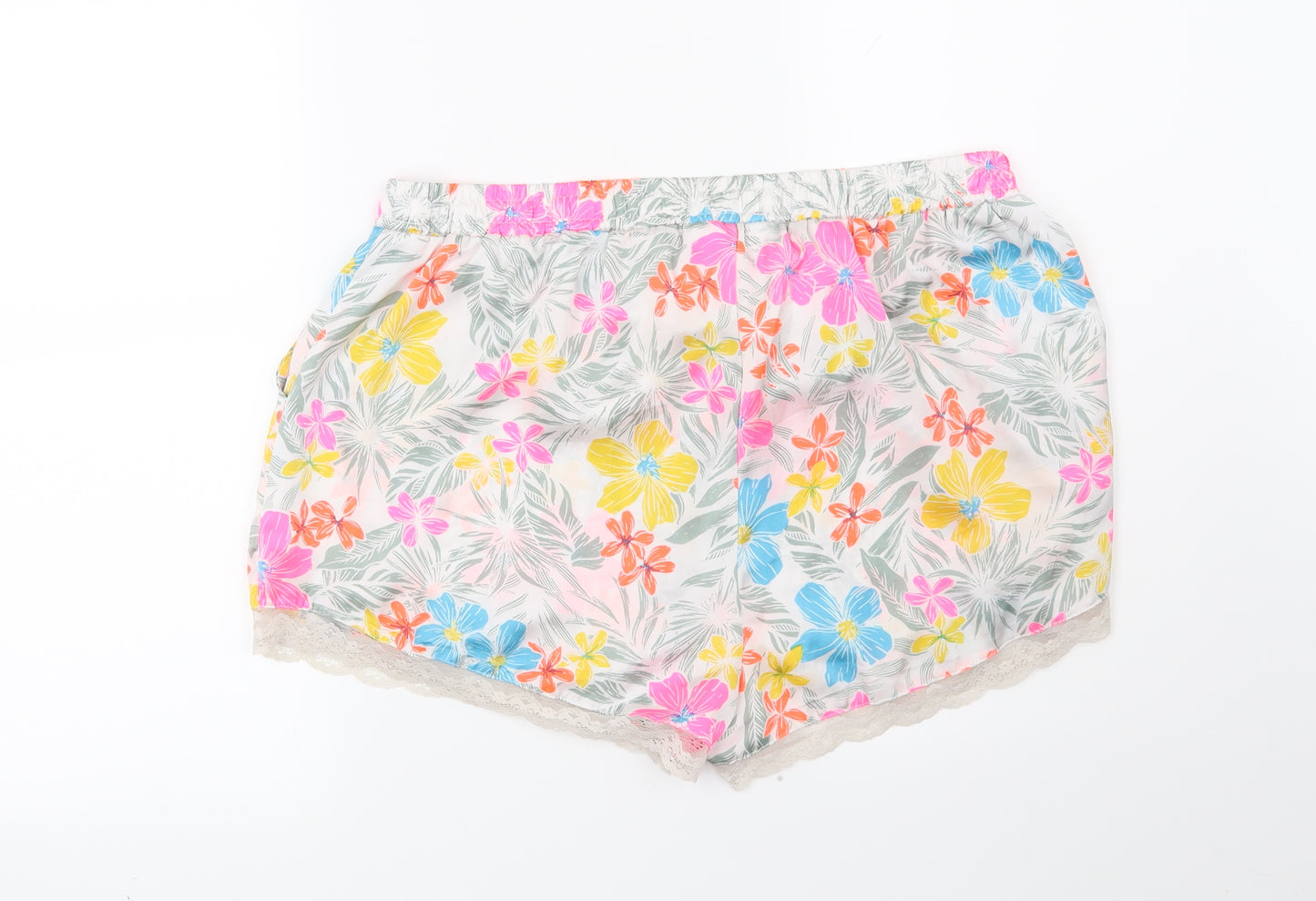 Secret Possesions Womens White Floral  Top Pyjama Pants Size 14