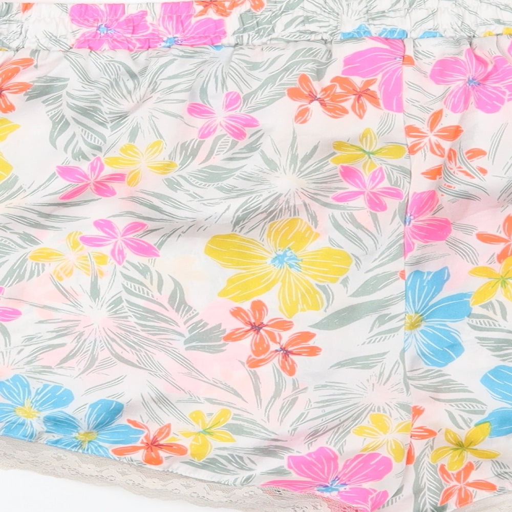 Secret Possesions Womens White Floral  Top Pyjama Pants Size 14