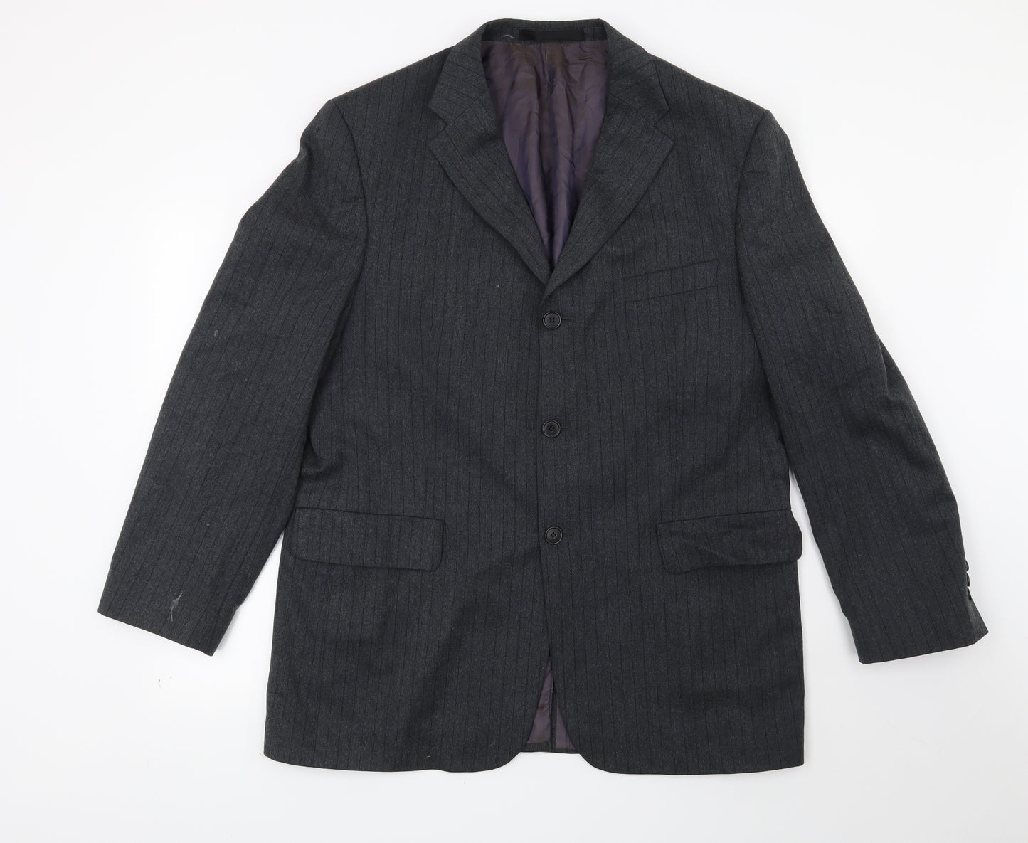 Marks and Spencer Mens Grey Striped  Jacket Suit Jacket Size 42
