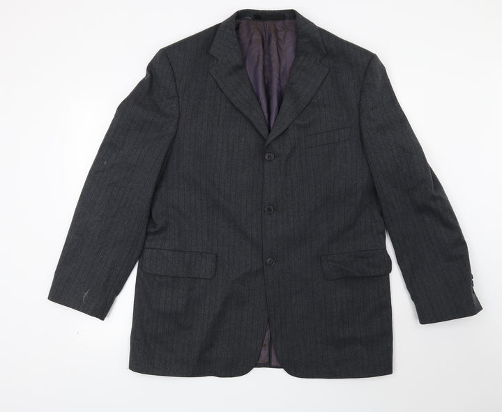 Marks and Spencer Mens Grey Striped  Jacket Suit Jacket Size 42