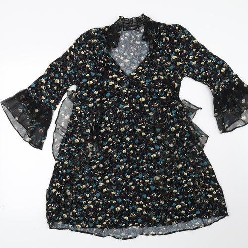 Zara Womens Black Floral  Tunic Blouse Size XS