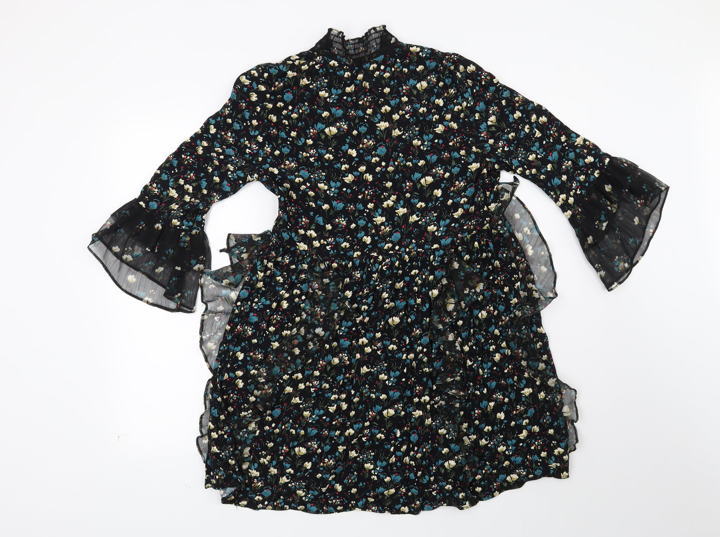 Zara Womens Black Floral  Tunic Blouse Size XS