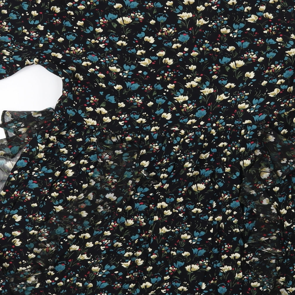 Zara Womens Black Floral  Tunic Blouse Size XS