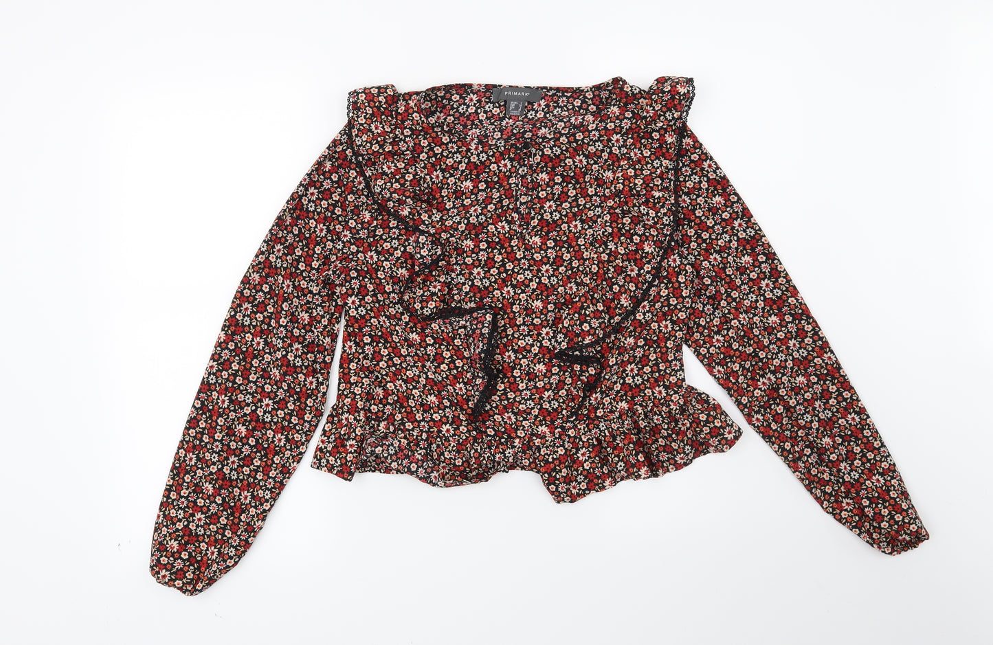 Primark Womens Black Floral  Basic Blouse Size 6