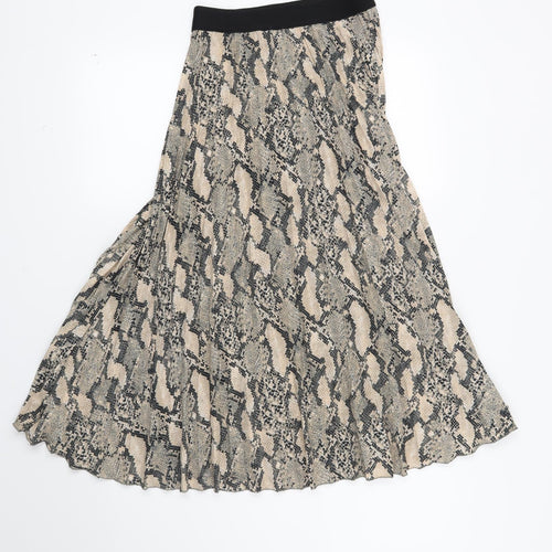 Preworn Womens Beige Animal Print  A-Line Skirt Size 30 in