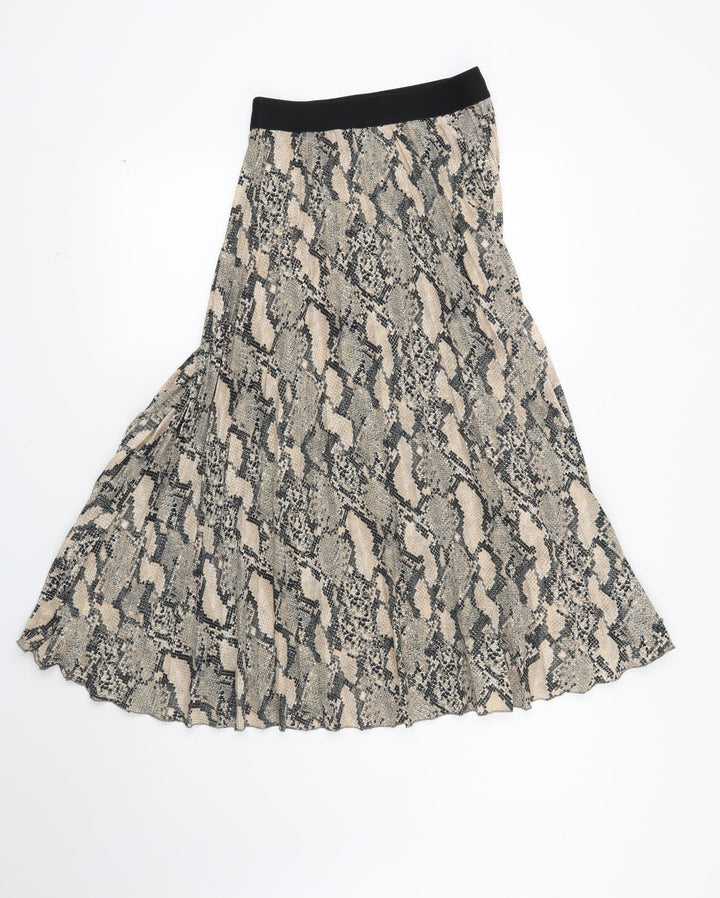 Preworn Womens Beige Animal Print  A-Line Skirt Size 30 in