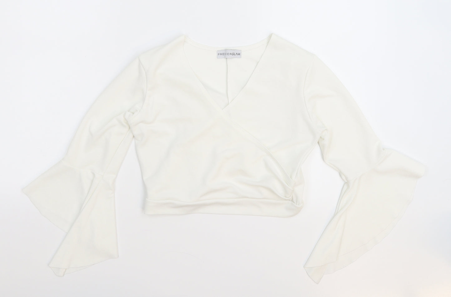 Premier Glam Womens White   Cropped Blouse Size 10