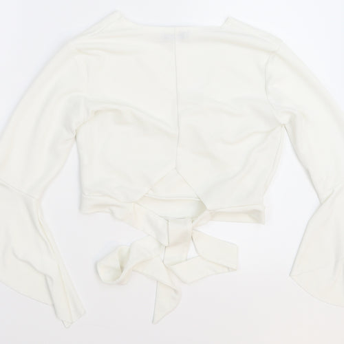 Premier Glam Womens White   Cropped Blouse Size 10