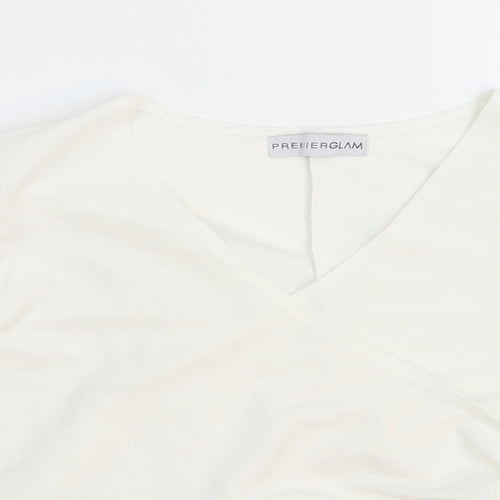 Premier Glam Womens White   Cropped Blouse Size 10