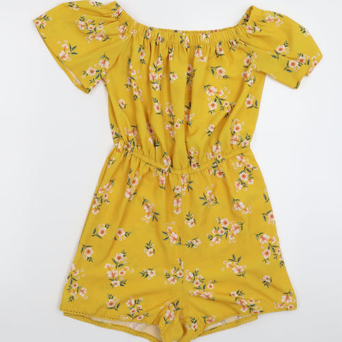 Select Womens Yellow Floral  Jumpsuit One-Piece Size 8