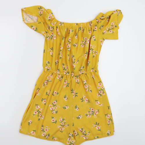 Select Womens Yellow Floral  Jumpsuit One-Piece Size 8