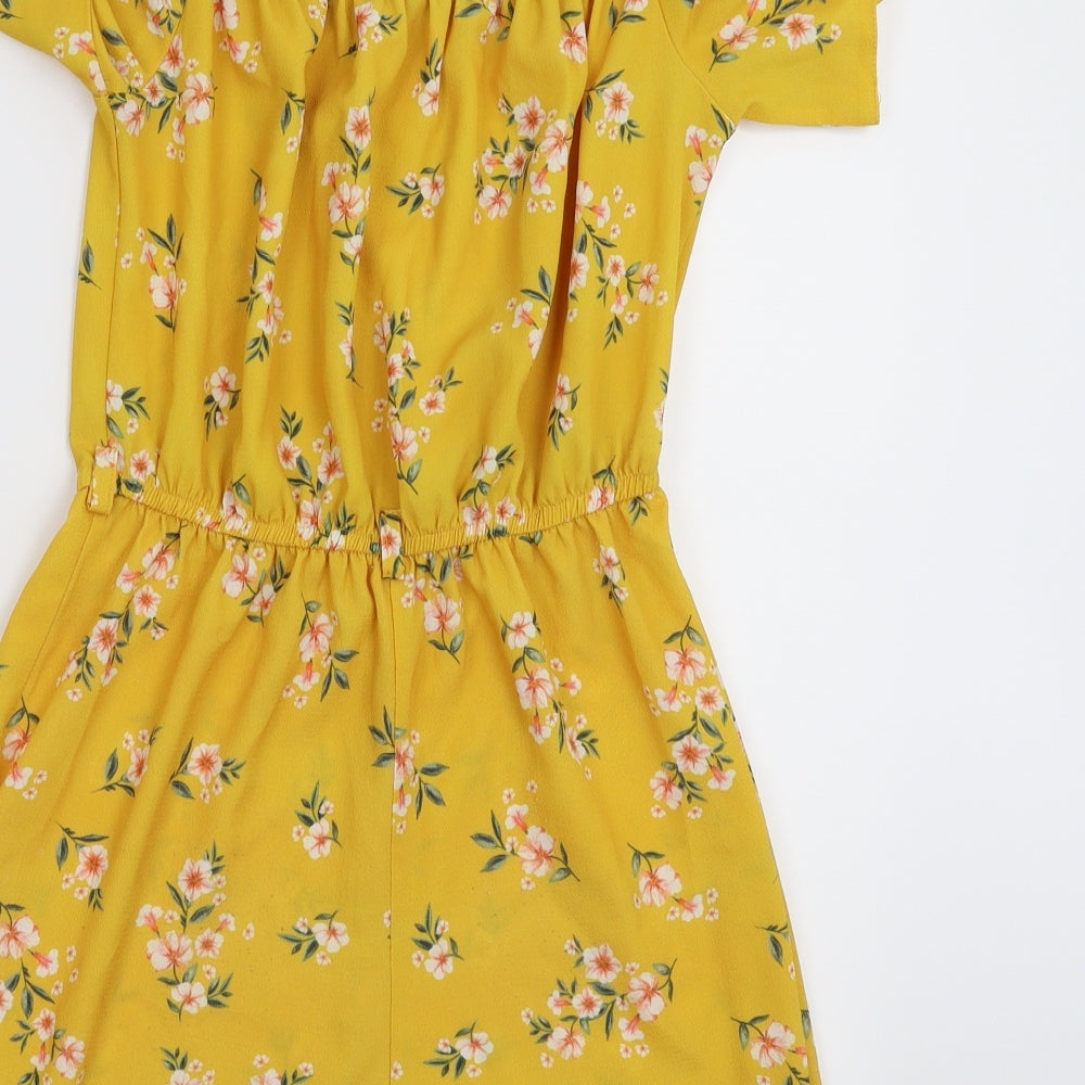 Select Womens Yellow Floral  Jumpsuit One-Piece Size 8