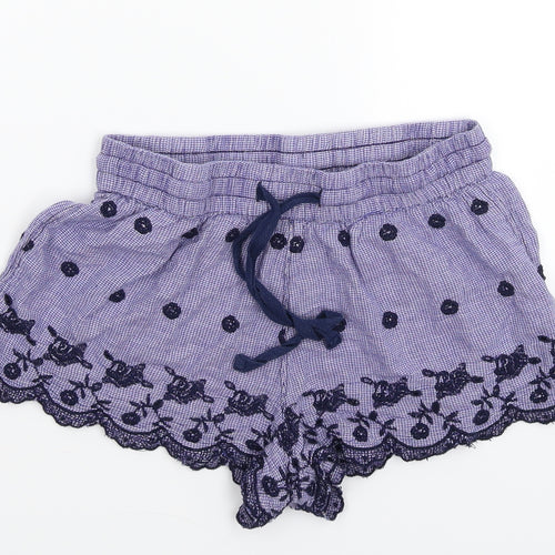 Topshop Womens Purple Check  Sweat Shorts Size 8