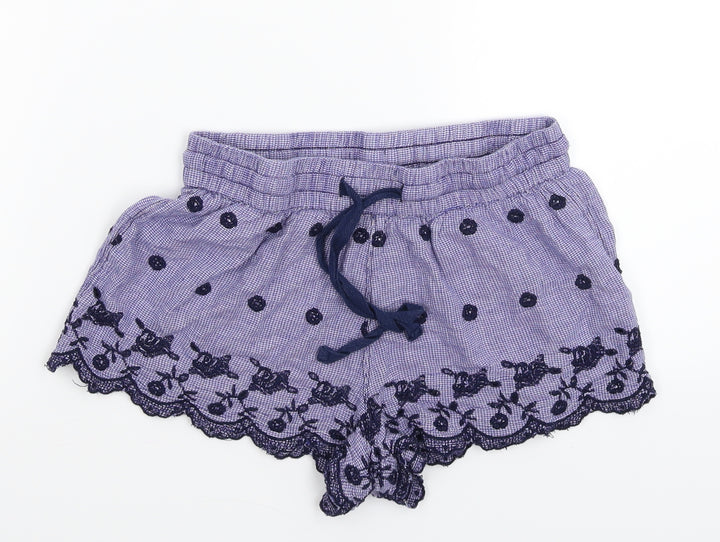 Topshop Womens Purple Check Sweat Shorts Size 8