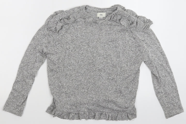 River Island Girls Grey  Knit Pullover Jumper Size 10 Years