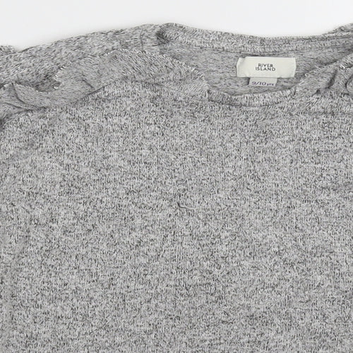 River Island Girls Grey  Knit Pullover Jumper Size 10 Years