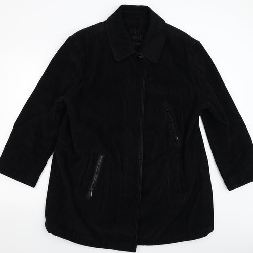 EWM Womens Black  Corduroy Overcoat Coat Size L