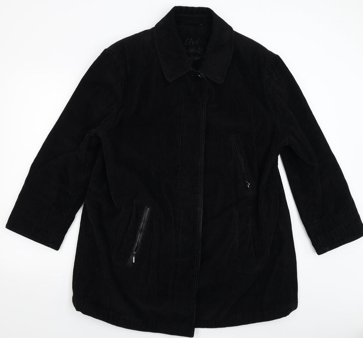 EWM Womens Black  Corduroy Overcoat Coat Size L