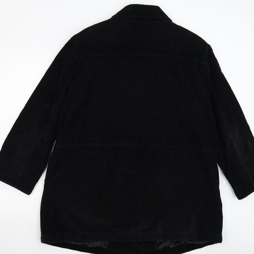 EWM Womens Black  Corduroy Overcoat Coat Size L
