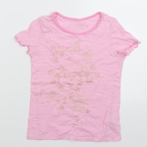 Cherokee Girls Pink Striped  Basic T-Shirt Size 7-8 Years