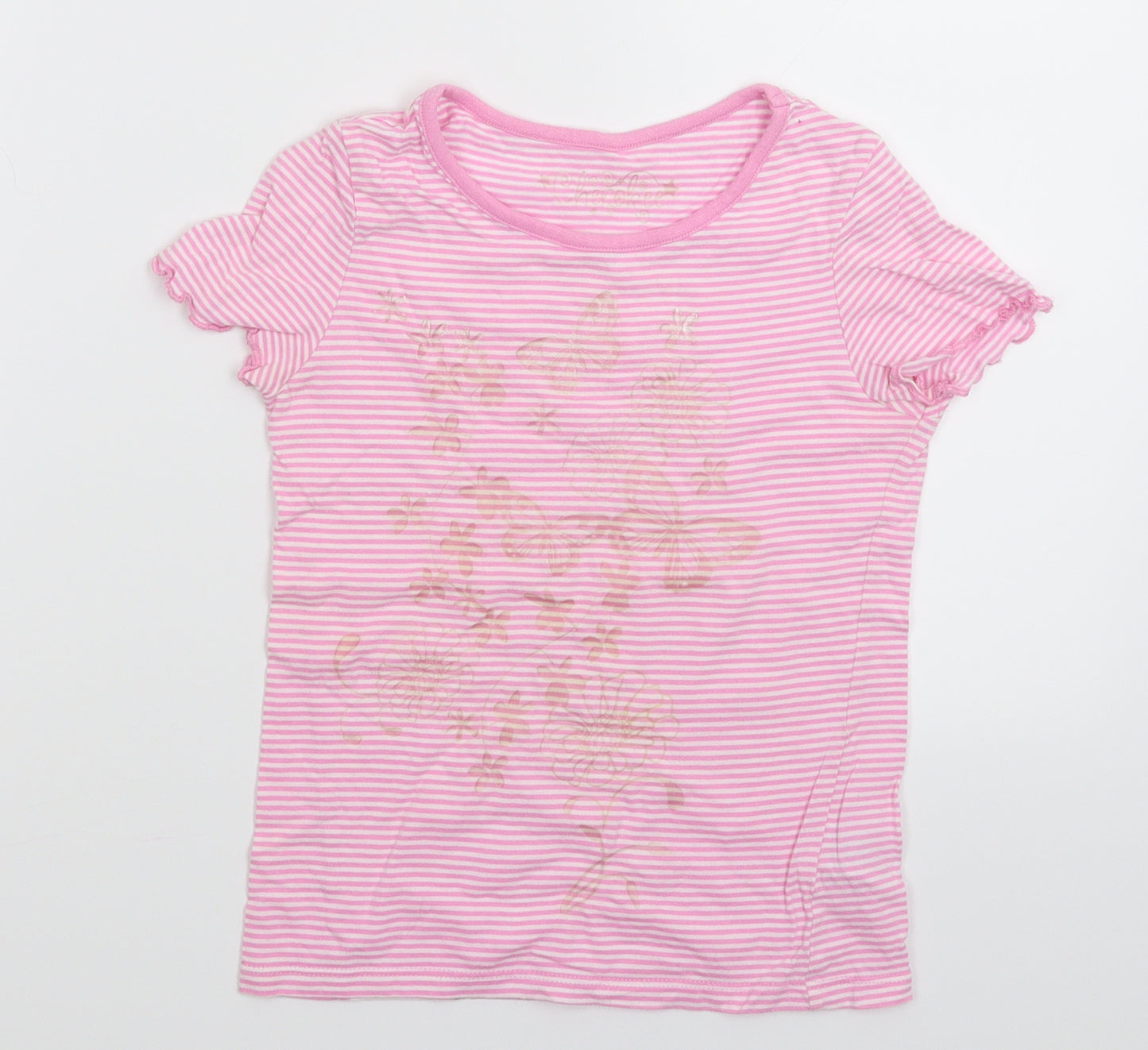 Cherokee Girls Pink Striped  Basic T-Shirt Size 7-8 Years