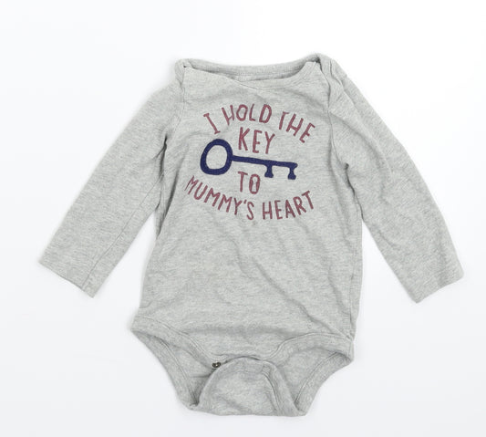 Front view of Gap Baby Grey Babygrow One-Piece, size 9-12, Months