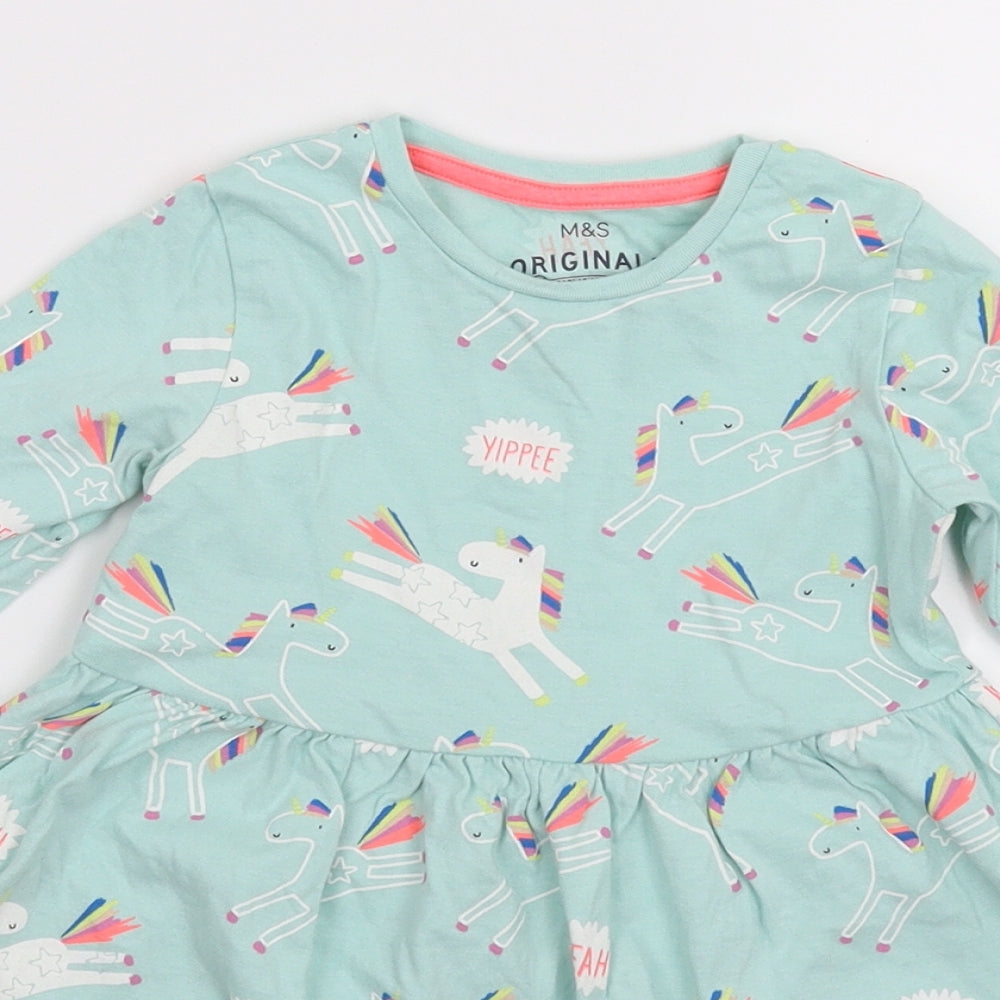 Marks and Spencer Girls Green   Fit & Flare  Size 2-3 Years