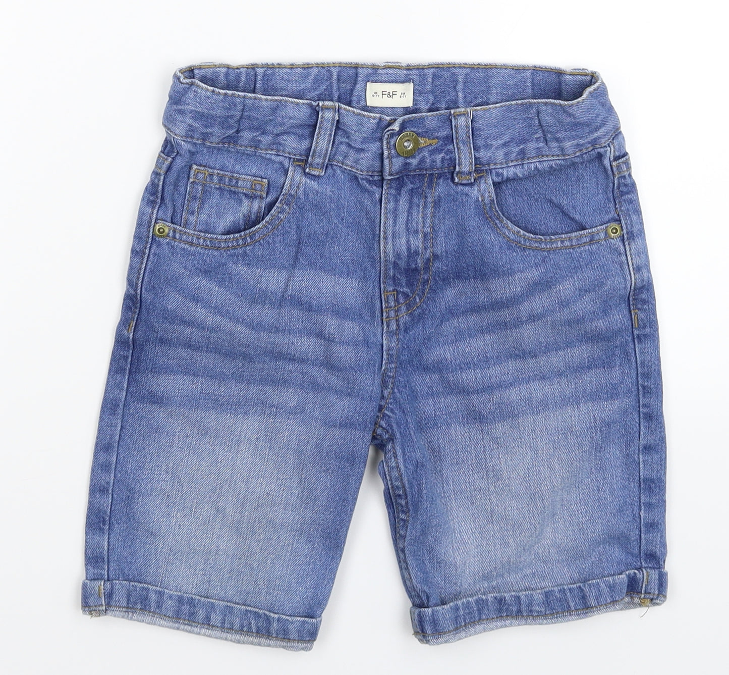 F&F Boys Blue  Denim Bermuda Shorts Size 6-7 Years