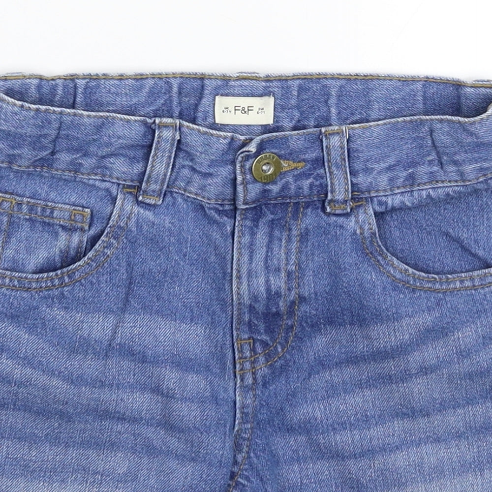 F&F Boys Blue  Denim Bermuda Shorts Size 6-7 Years