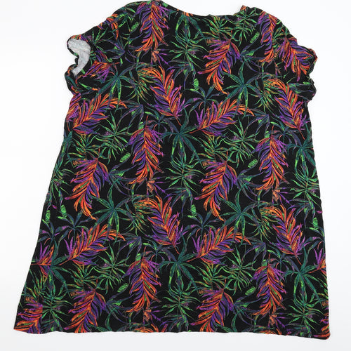 George Womens Black Floral  Basic T-Shirt Size 22