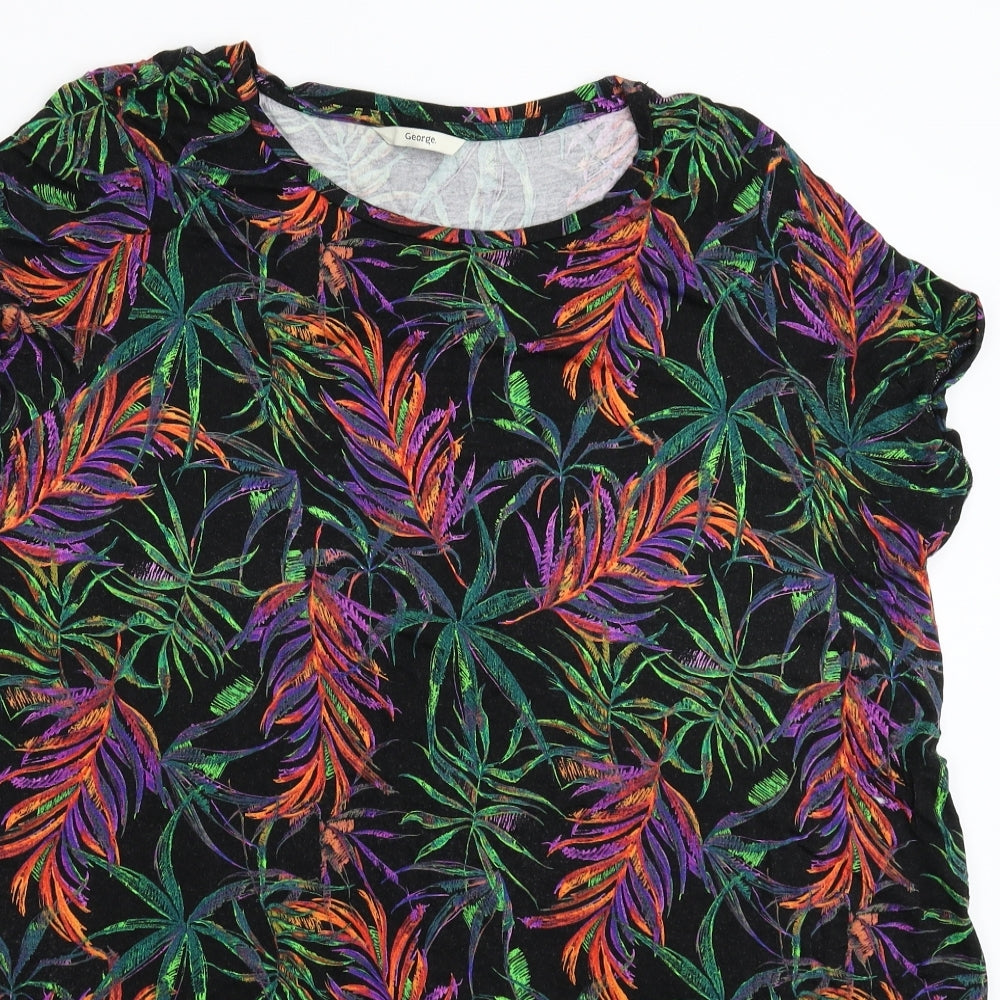 George Womens Black Floral  Basic T-Shirt Size 22