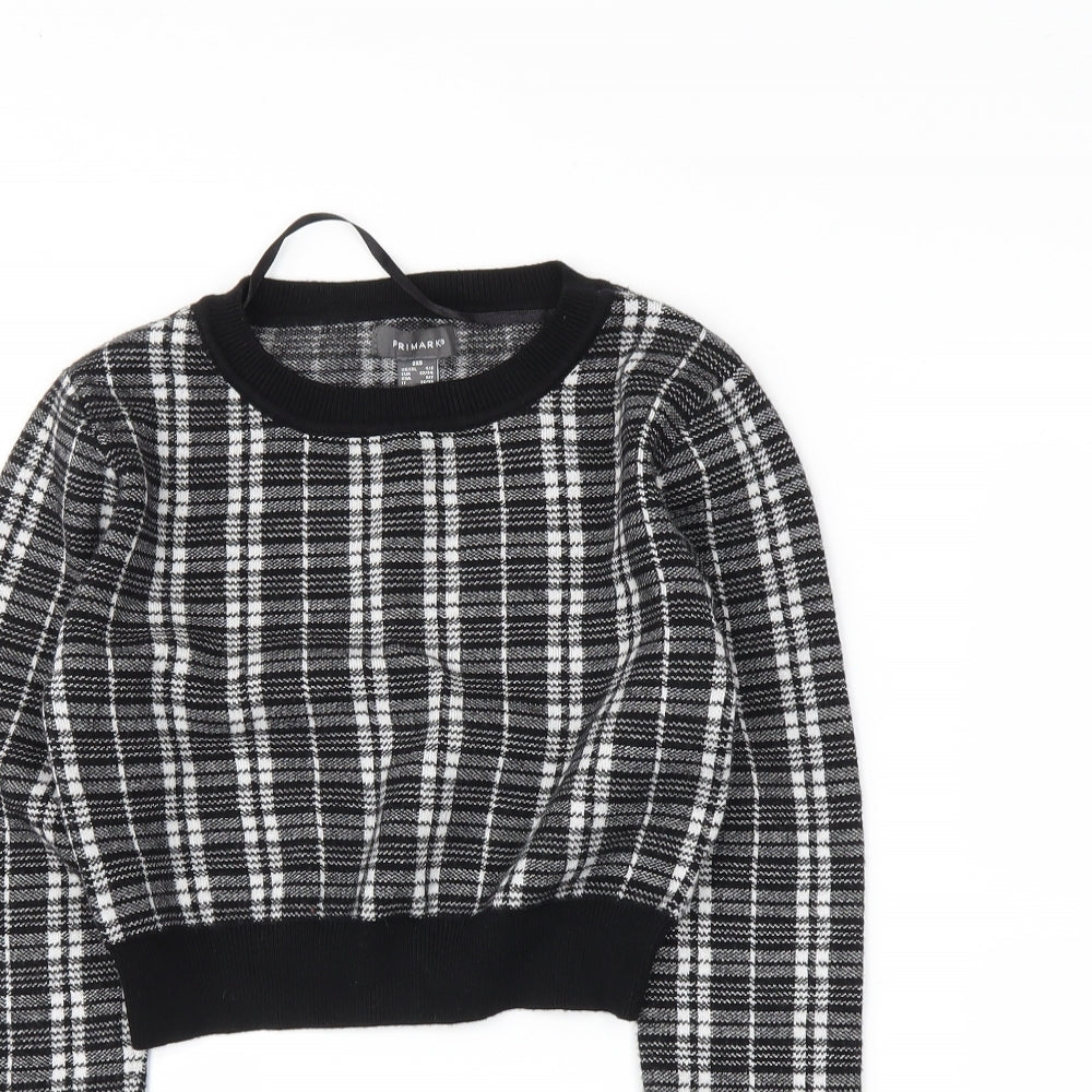 Primark Womens Black Plaid  Pullover Jumper Size 2XS