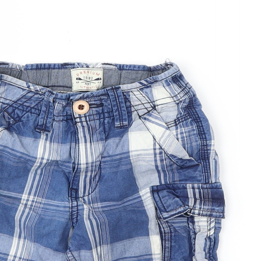 M&S Boys Blue Plaid  Cargo Shorts Size 5 Years
