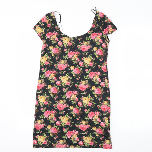 newlook Womens Black Floral  Basic T-Shirt Size 10