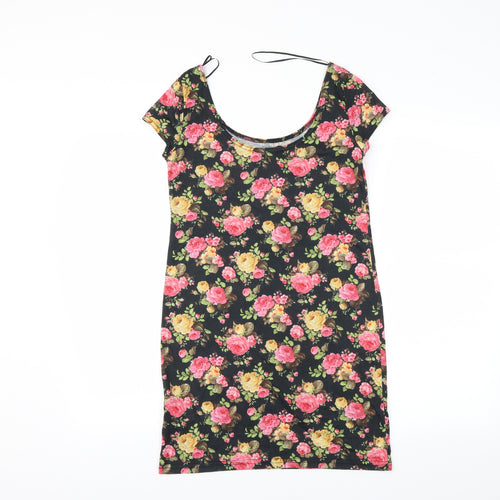newlook Womens Black Floral  Basic T-Shirt Size 10