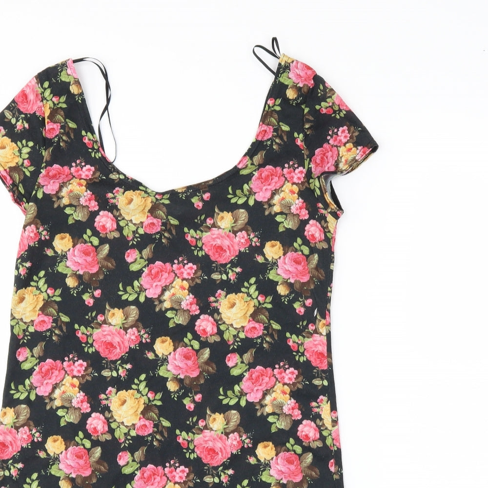 newlook Womens Black Floral  Basic T-Shirt Size 10