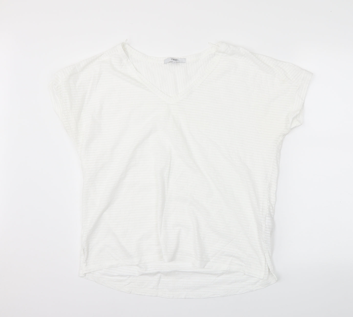 NEXT Womens White Striped  Basic T-Shirt Size 16