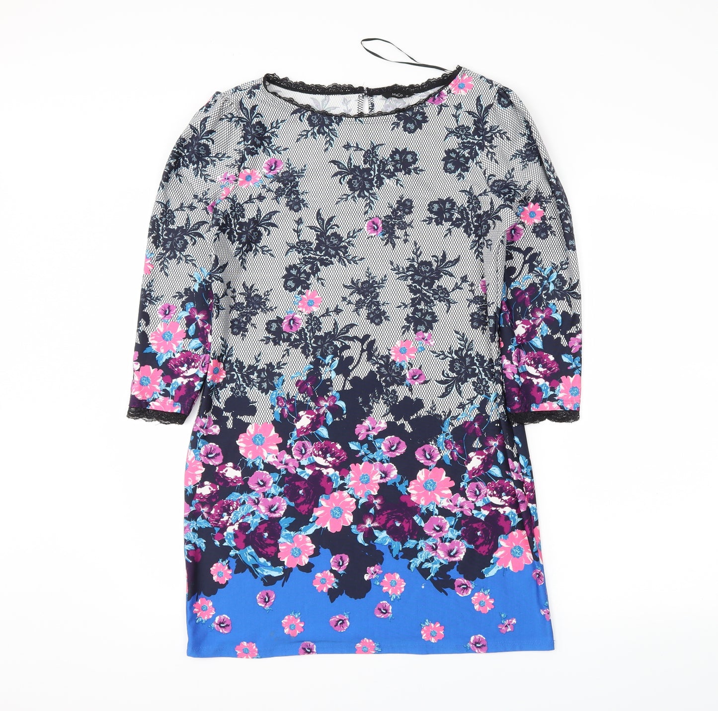 M&Co Womens Blue Floral  Pencil Dress  Size 10