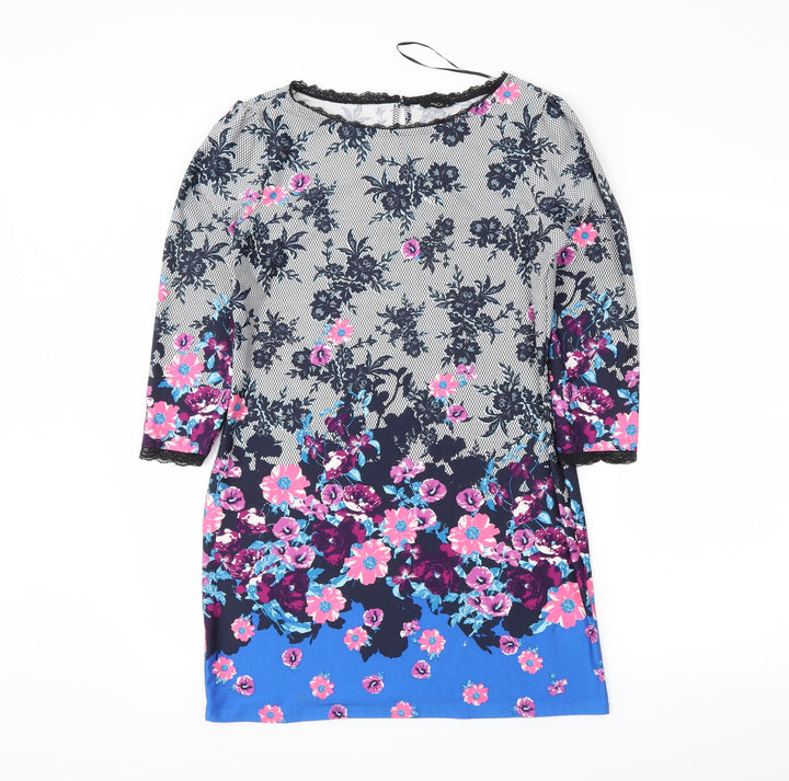 M&Co Womens Blue Floral  Pencil Dress  Size 10
