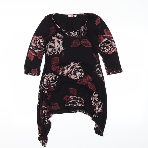 Miso Womens Black Floral  Basic Blouse Size 10
