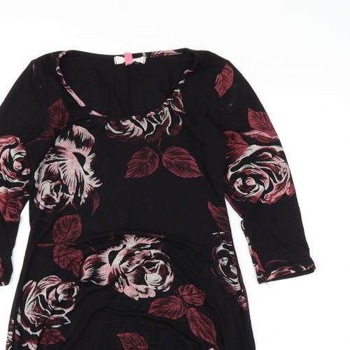 Miso Womens Black Floral  Basic Blouse Size 10