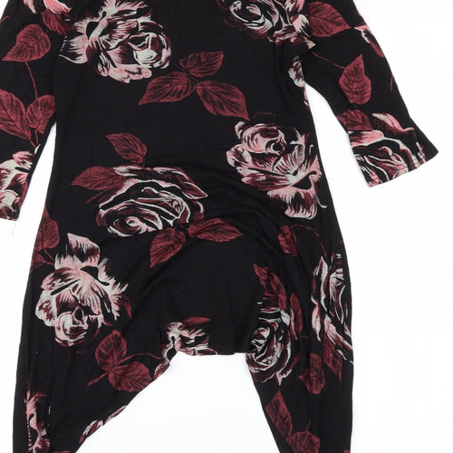 Miso Womens Black Floral  Basic Blouse Size 10