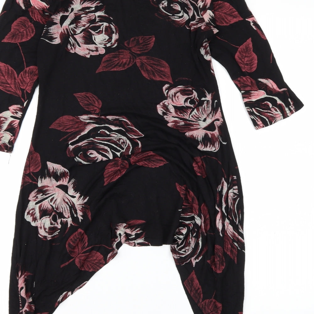Miso Womens Black Floral  Basic Blouse Size 10