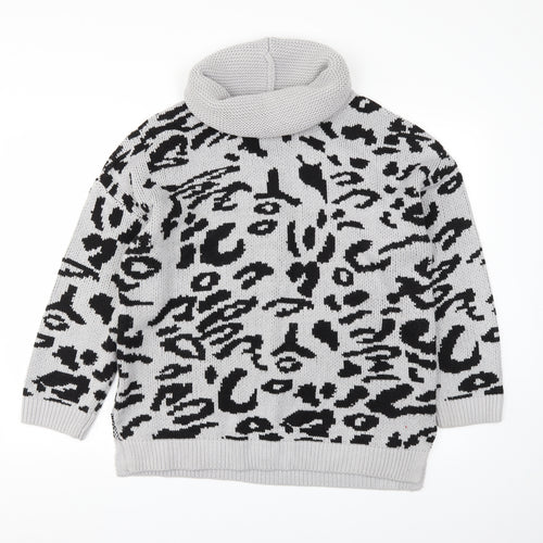 Preworn Womens Grey Animal Print  Pullover Jumper Size L