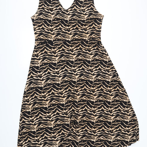 Dorothy Perkins Womens Black Animal Print  Trapeze & Swing  Size 16