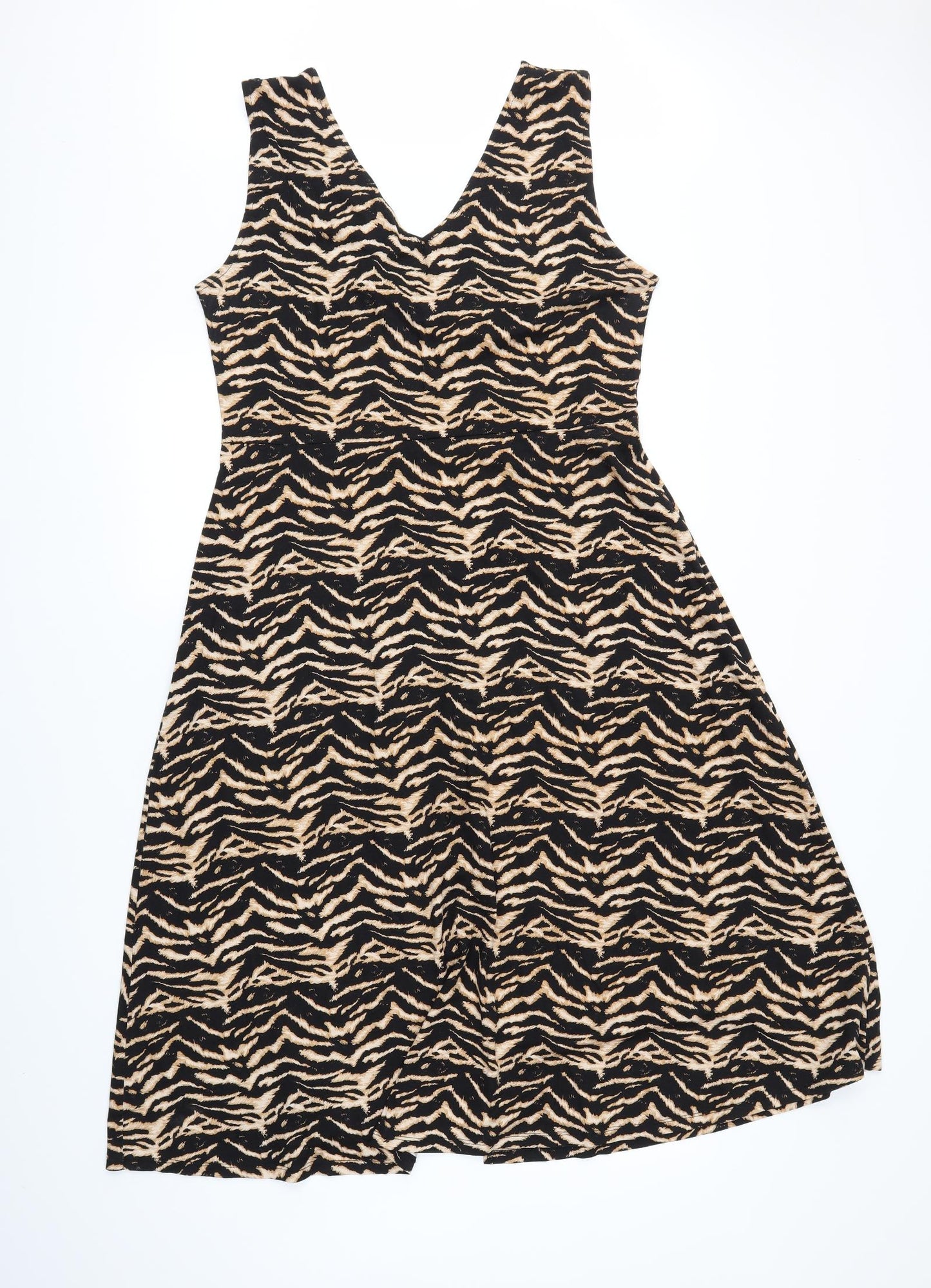 Dorothy Perkins Womens Black Animal Print  Trapeze & Swing  Size 16