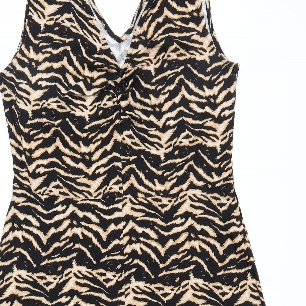Dorothy Perkins Womens Black Animal Print  Trapeze & Swing  Size 16