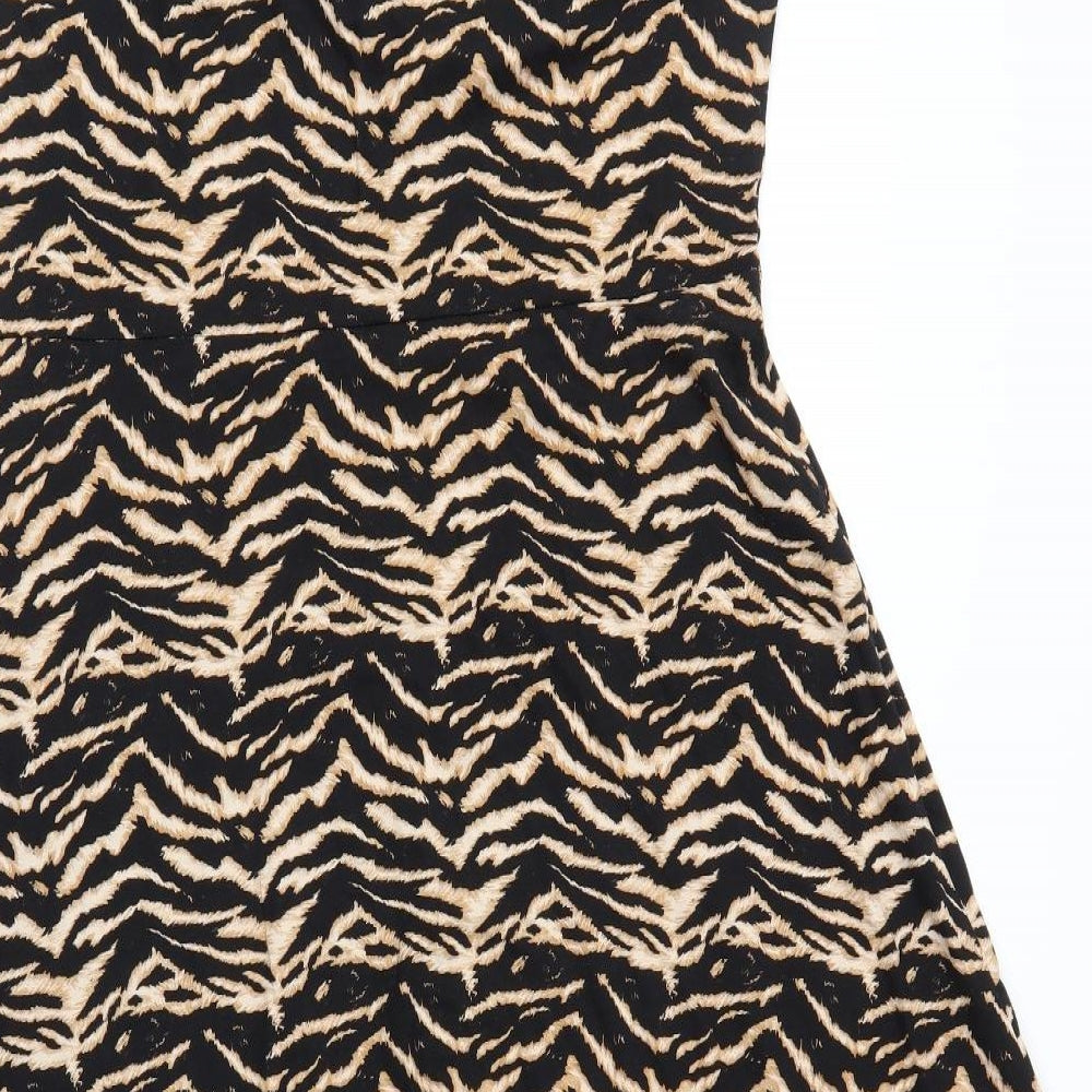 Dorothy Perkins Womens Black Animal Print  Trapeze & Swing  Size 16