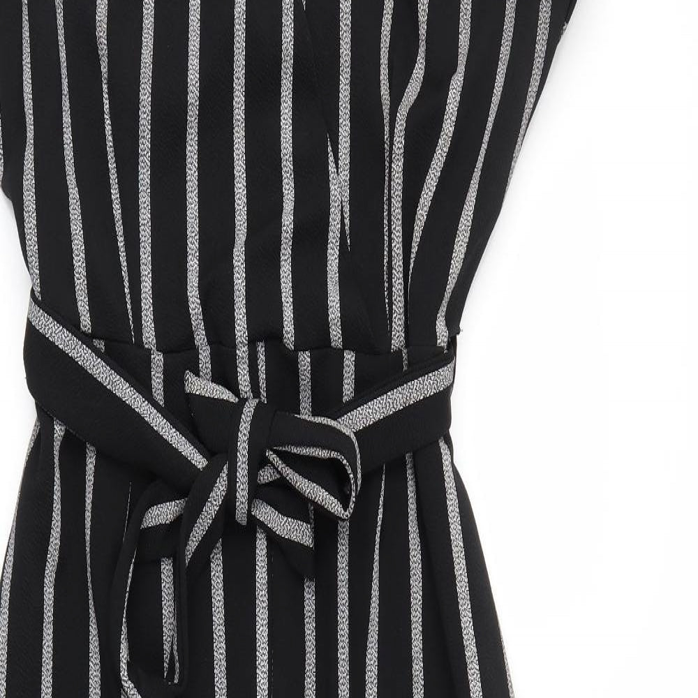 Boohoo Womens Black Striped  Jumpsuit One-Piece Size 16 L26 in